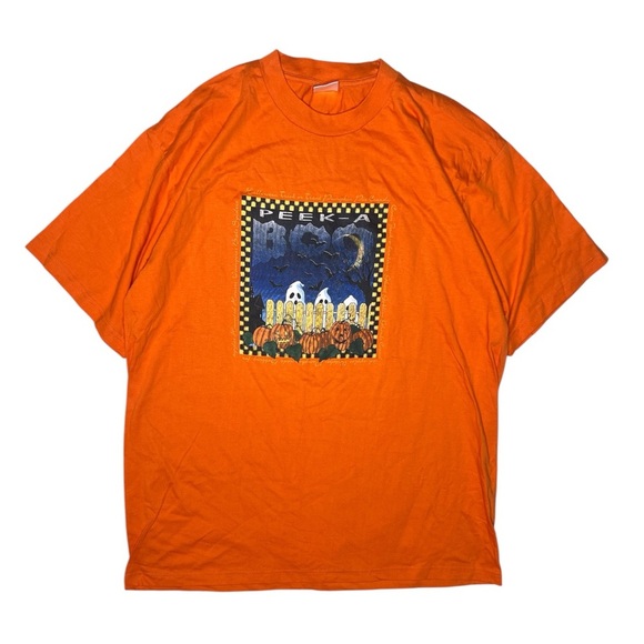 Vintage Style Halloween T-Shirt XL Ghosts Pumpkins Peek-a-Boo Graphic Tee New - Picture 1 of 5